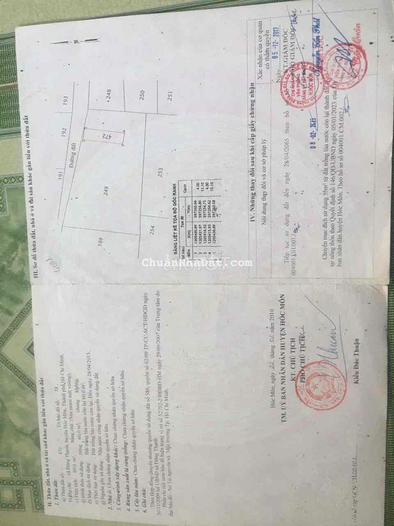 Đất thổ cư sổ hồng riêng 4x15 . Đường 5m thông