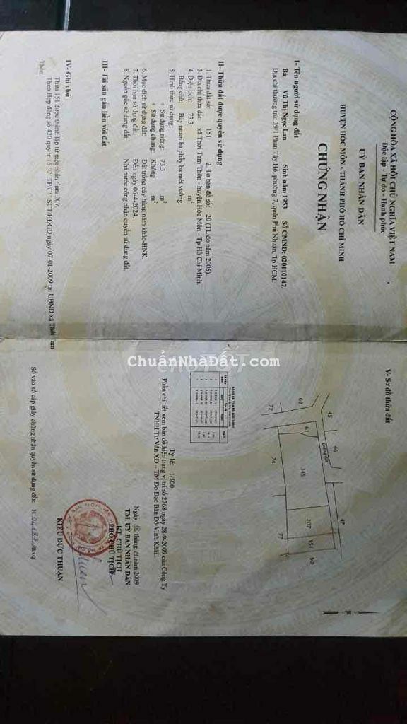 Đất sổ đỏ riêng 5x14,5 . Gần chợ Thới Tứ