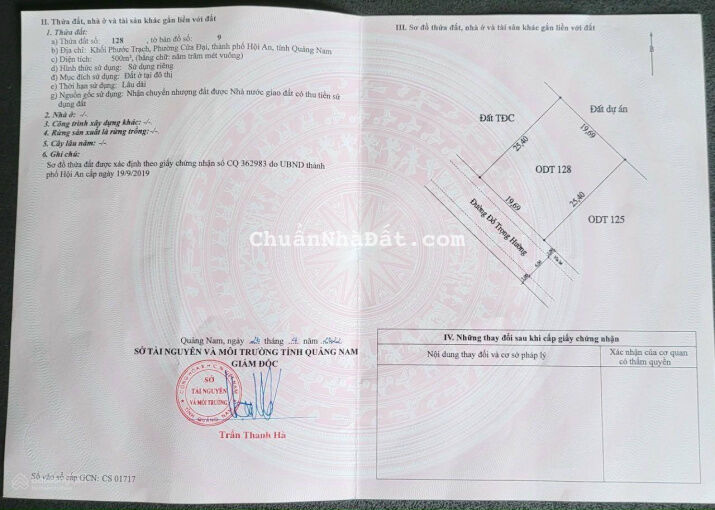 Bán 500m đất xây villa, khách sạn Tại Trà Quế - An Bàng - Hội An.