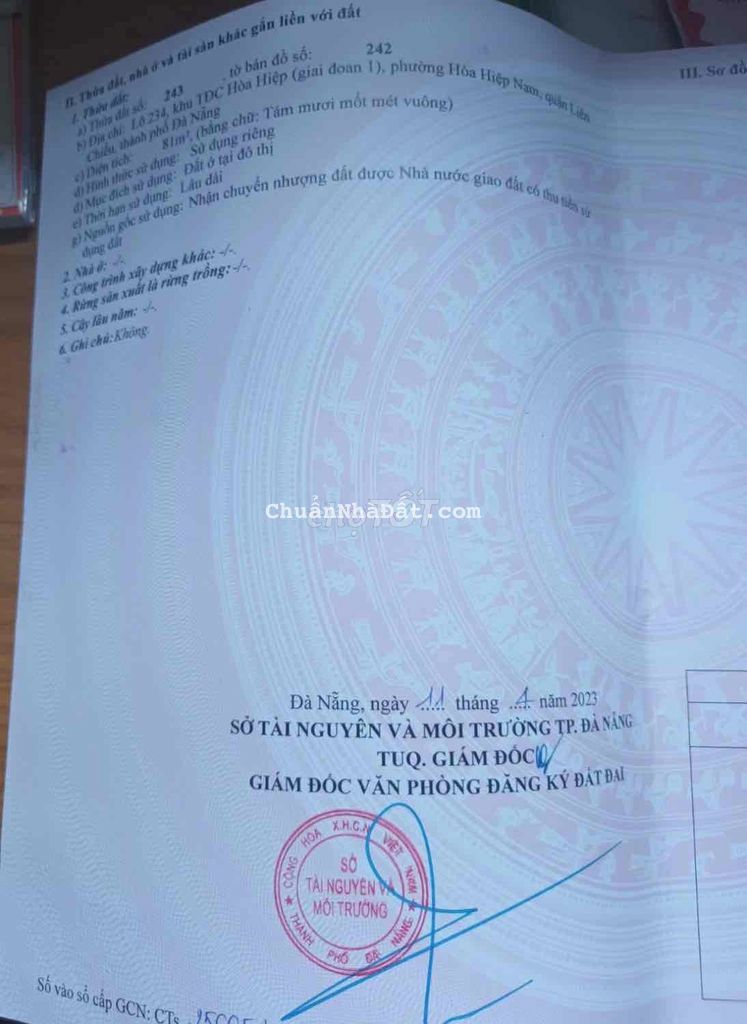 ĐẤT ĐƯỜNG 13M QUẬN LIÊN CHIỂU CHỈ 1T7