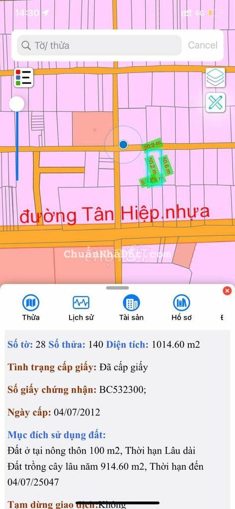 Bán 1000m2 đất thổ cư, mặt tiền đường nhựa, ngay KDC đông đúc