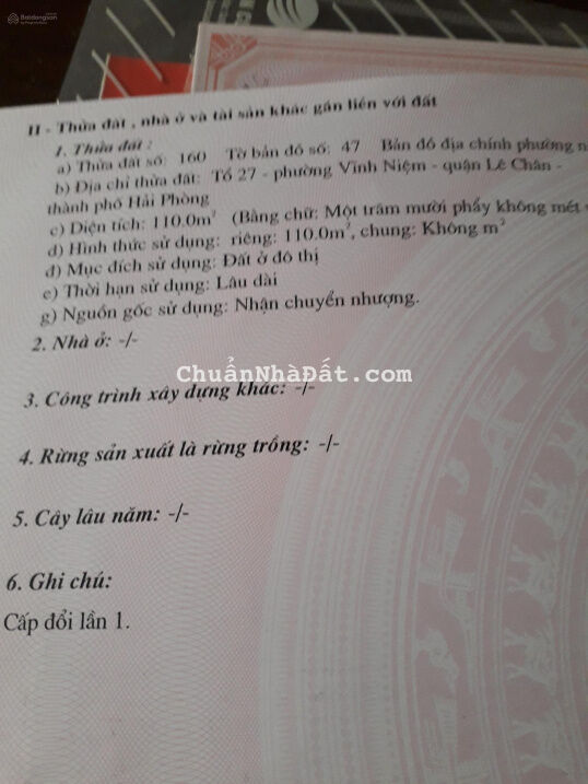 Bán đất mặt đường Bùi Viện trước mặt BV Vinmec Vĩnh Niệm, Lê Chân, Hải Phòng. DT 110m2 ngang 5m