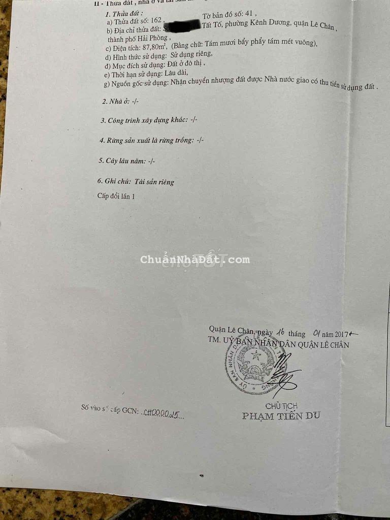 Chuyển Nhượng Lô Đất Mặt Đường Nguyễn Tất Tố, Lê Chân, Hải Phòng