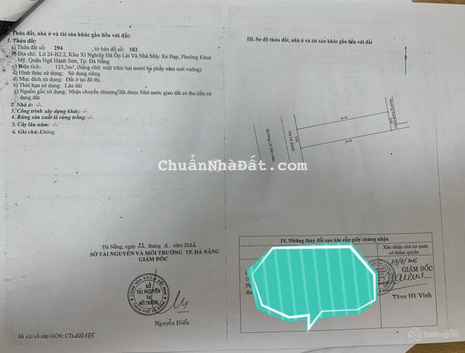 Bán đất MT Lê Văn Hiến, Đối Diện UBND Quận Ngũ Hành Sơn, Khuê Mỹ, Đà Nẵng.