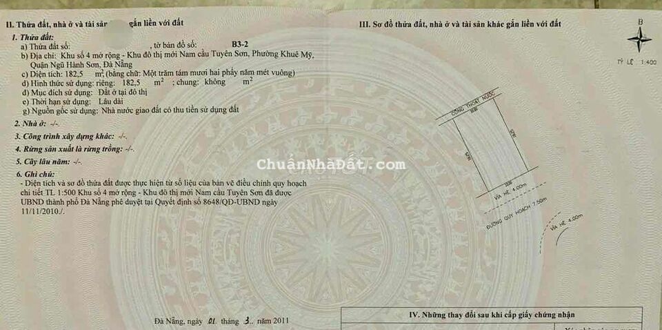 Bán lô Biệt Thự NƯỚC MẶN 1 hướng Đông Nam khu Nam