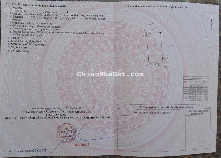 Đất thôn Phước Điền, Phước Đồng, Nha Trang, DT: 3792m2 sổ hồng giá: 2,2tr/m2. Lh: 094898580