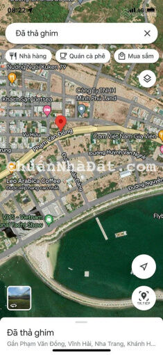 Bán đất biệt thự Đ.Phạm Văn Đồng, Hòn Sện, Vĩnh Hoà, Nha Trang DT413,4m2. Giá: 88tr/m2, hướng biển