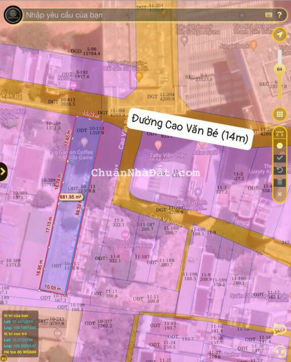 Bán đất đường Cao Văn Bé, Vĩnh Phước, Nha Trang. DT 620m2 sát biển - Giá: 50 tỷ (~80,6tr/m2) Bán đất đường Cao Văn Bé, Vĩnh Phước, Nha Trang. DT 620m2 sát biển - Giá: 50 tỷ (~80,6tr/m2)