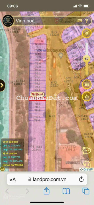 Bán đất Ngô Văn Sở, Vĩnh Hoà, Nha Trang. DT 70,9m2 (4x17,725m) - Giá 2,7 tỷ (~38tr/m2)