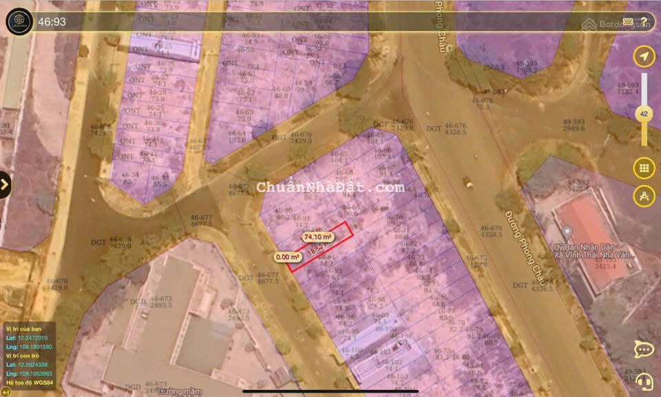 Bán đất lô 65 - ô 9A khu tái định cư Đất Lành, DT 74m2, hướng tây - giá 1,7 tỷ