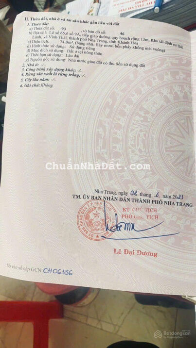 Bán đất lô 65 - ô 9A khu tái định cư Đất Lành, DT 74m2, hướng tây - giá 1,7 tỷ