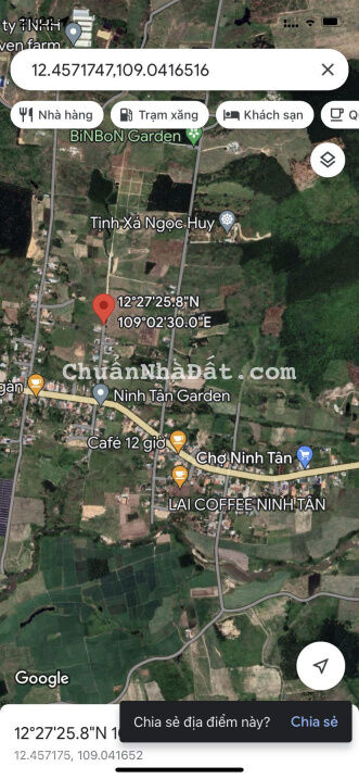 Bán đất Thôn Trung, Ninh Tân, Ninh Hoà có thổ cư chỉ cách DT5 100m - 950k/m2, 3392.6m2 - 0964326158