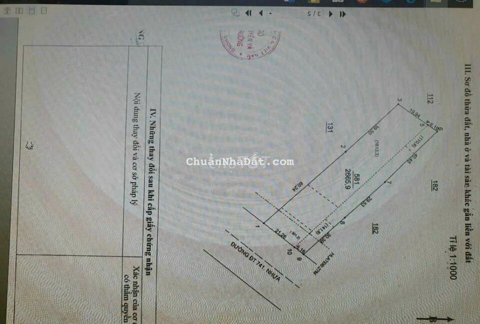 Đất Sào đường ĐT 741 xã An Bình 2666m2 Giá 12 tỷ