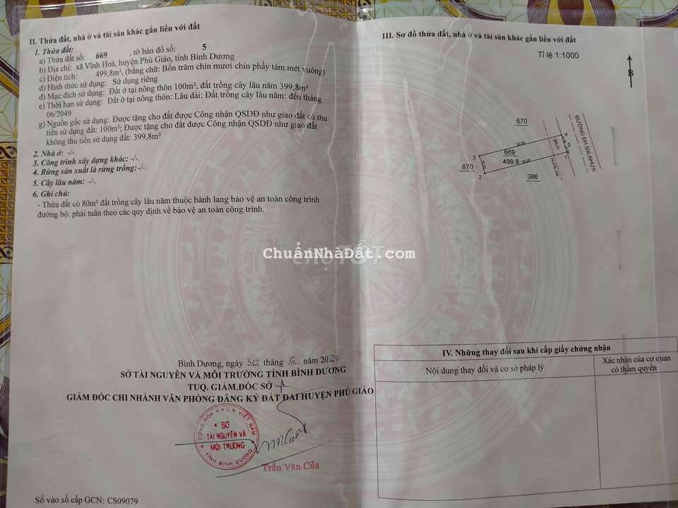 Đất nền đường nhựa DH 506 xã Vĩnh Hòa 500m Giá 2 tỷ 250 triệu