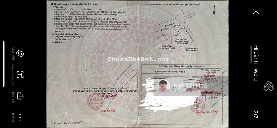 Chính chủ bán đất 2mt đường rất đẹp view hồ Châu Pha giá 2,5 tỷ rất thích hợp mua đầu tư