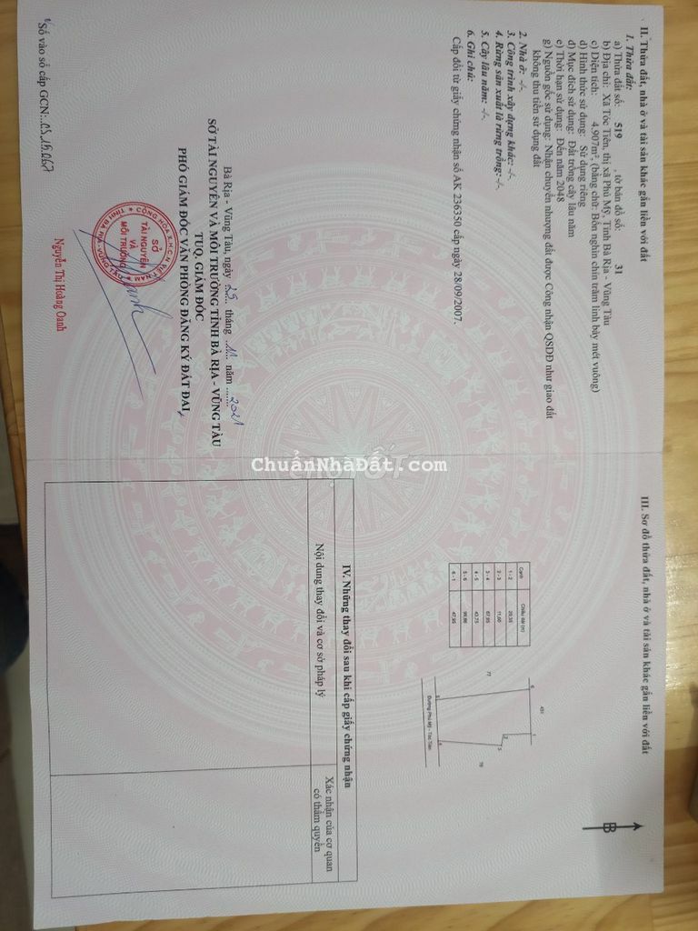 Cần ra nhanh miếng đất 4905m2 đất tại Phú Mỹ - BR VT giá 27,5 tỷ