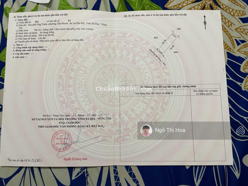 Chính chủ bán đất ngộp Tân Phước 516m2 từ ngã 3 Cảng Cái Mép vào 600m nằm gần TĐC Tân Phước