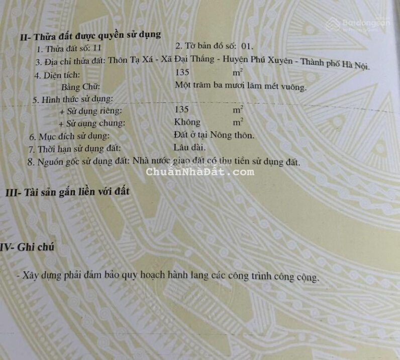 Cần bán mảnh đất Thông Tạ Xá, xã Đại Thắng, Huyện Phú Xuyên, TP Hà Nội. Mảnh đất phân lô cắt lỗ sâu Cần bán mảnh đất Thông Tạ Xá, xã Đại Thắng, Huyện Phú Xuyên, TP Hà Nội. Mảnh đất phân lô cắt lỗ sâu