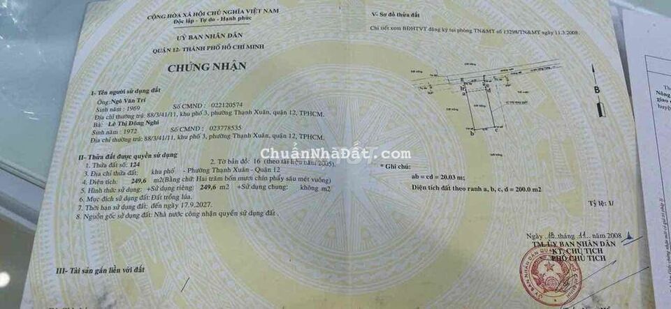 Đất Thổ Cư 10x20 Phường Thạnh Xuân Quận 12 Đất Thổ Cư 10x20 Phường Thạnh Xuân Quận 12