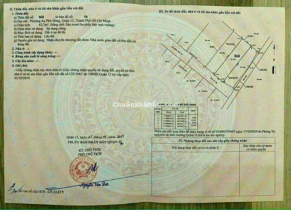 bán lô đất 64m2 hẻm 331 Vườn Lài gần sông SG. giá 3.3 tỷ