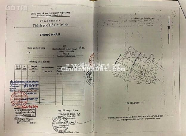 Bán lô đất Thảo Điền Q2, diện tích 366m2 đất, XD đươch 1 hầm + 4 tầng