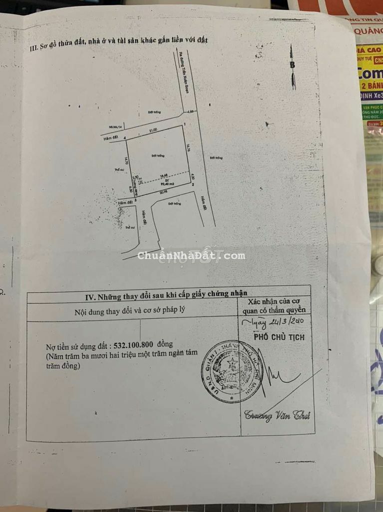 Q7. Bán lô đất mặt tiền đường nhựa .1041 tân hưng