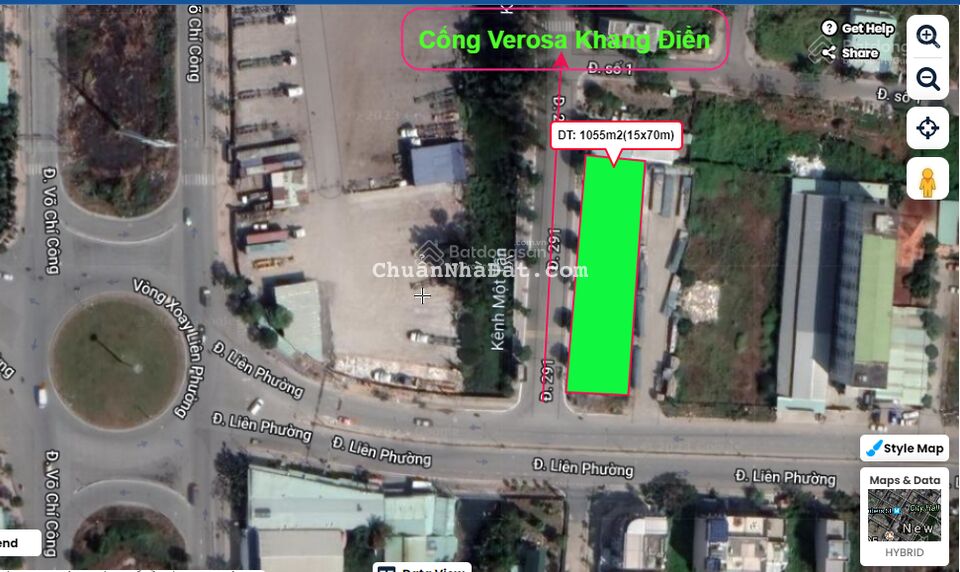 Bán khuôn đất góc 2 mặt tiền đường Liên Phường, P. Phú Hữu, Quận 9: DT 1055m2 full TC XD cao tầng