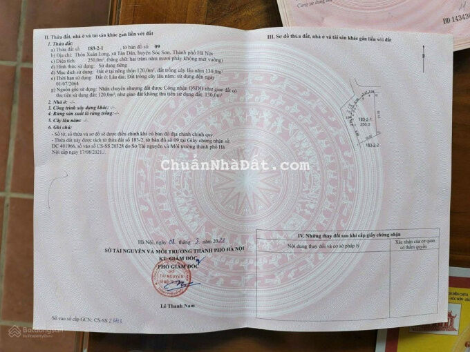 0982994996 chính chủ e bán mảnh 250m2 thích hợp làm nhà vườn, sẵn sổ, giá 2 tỷ