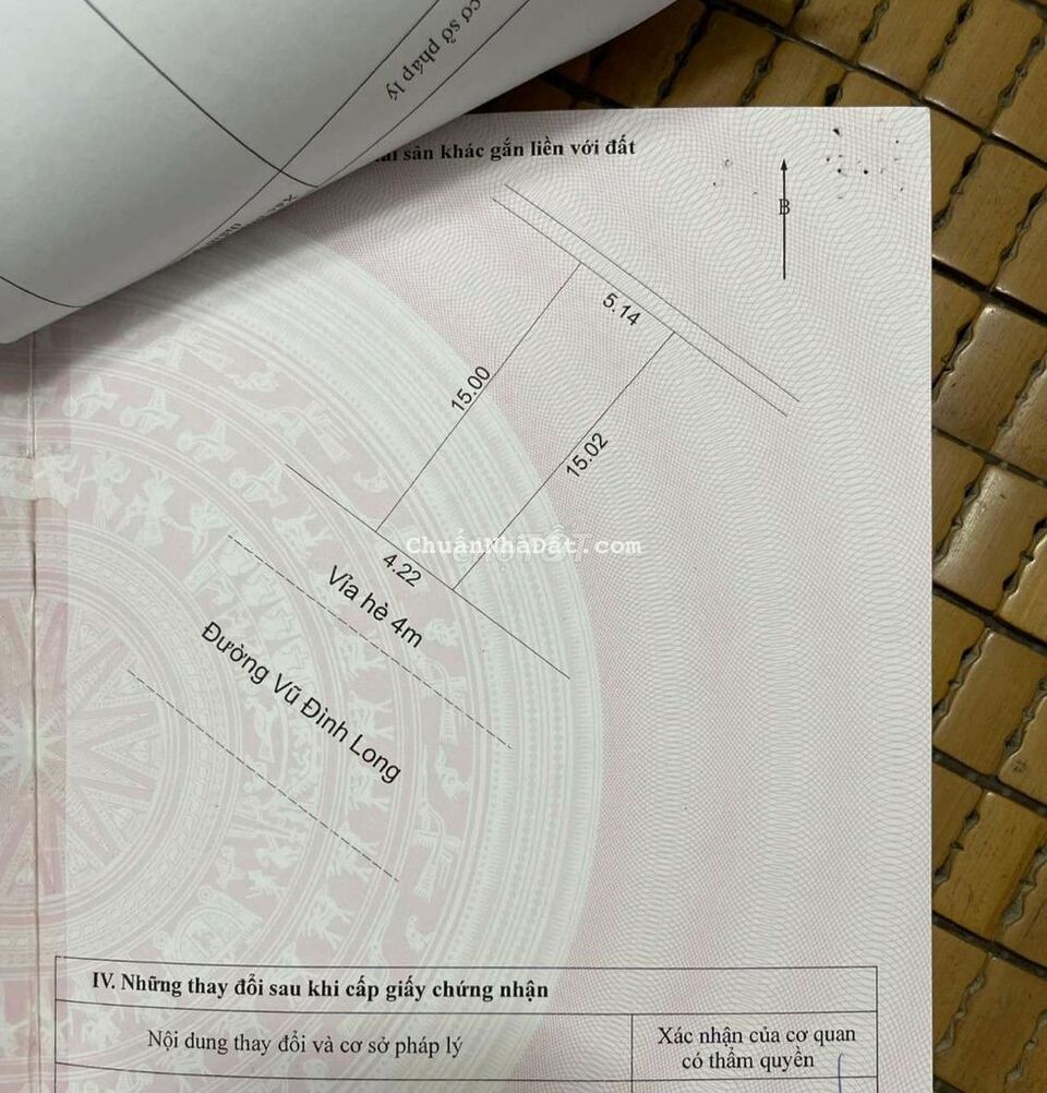 Lô đất vũ đình long nở hậu giá sập sàn