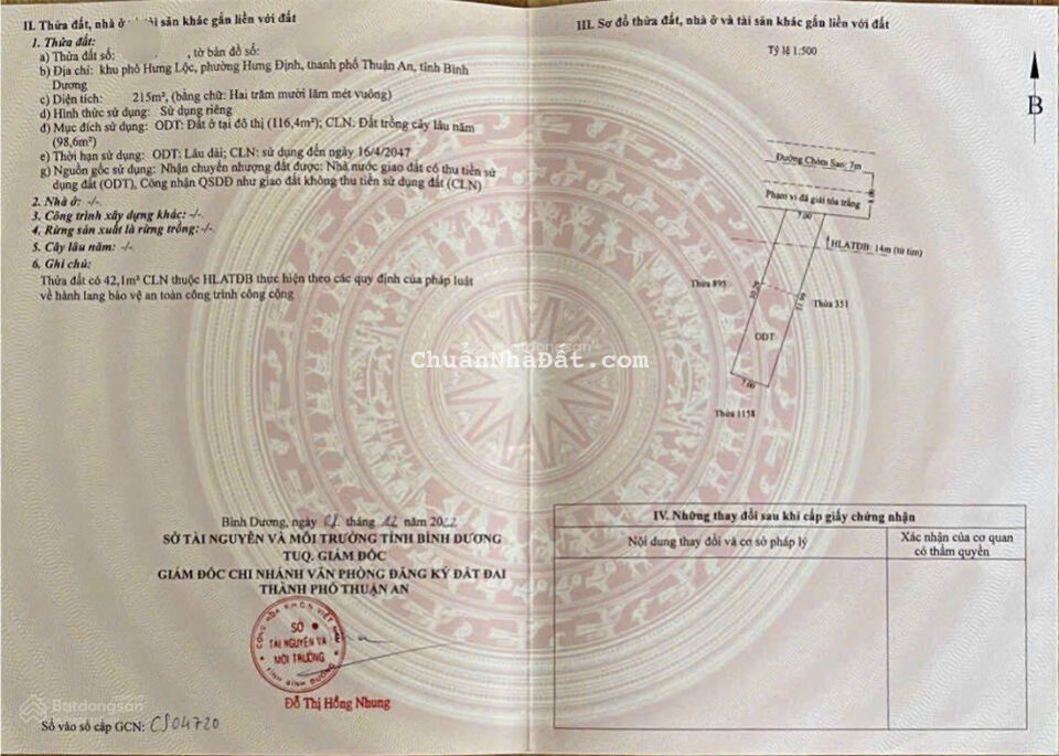 Đất MT Chòm Sao Hưng Định. DT 7x31m