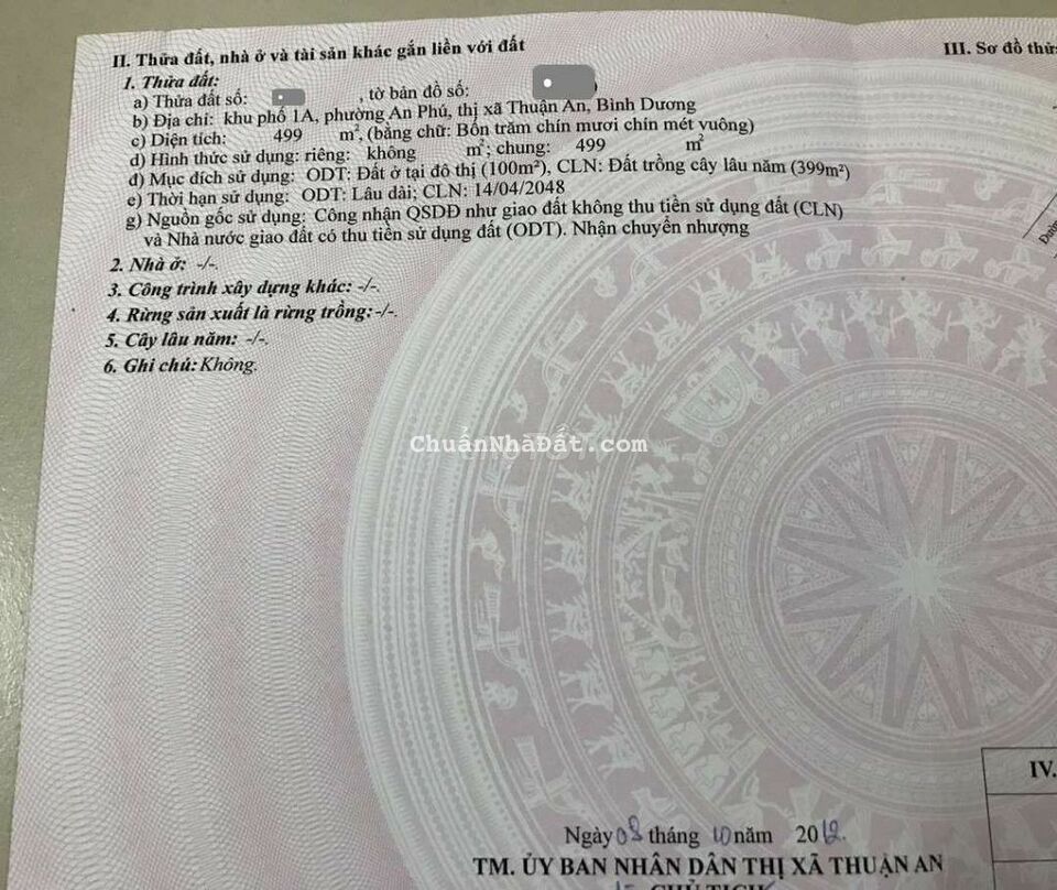 Bán đất 10x50m cách vòng xoay an phú 300m, 10,6trieu/m2 TL