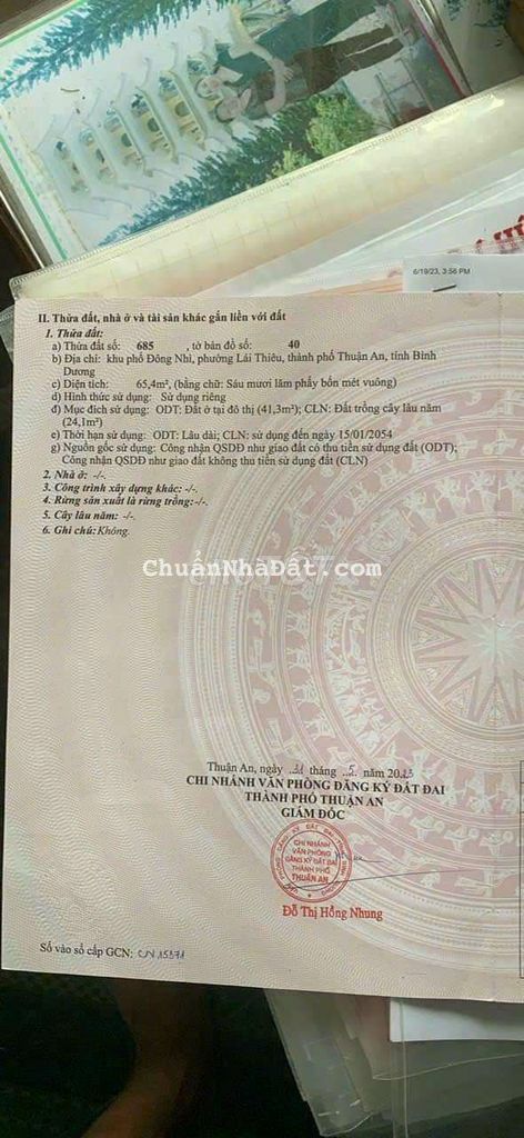 Đất sổ riêng hẻm 3m lái thiêu giá 1ty6