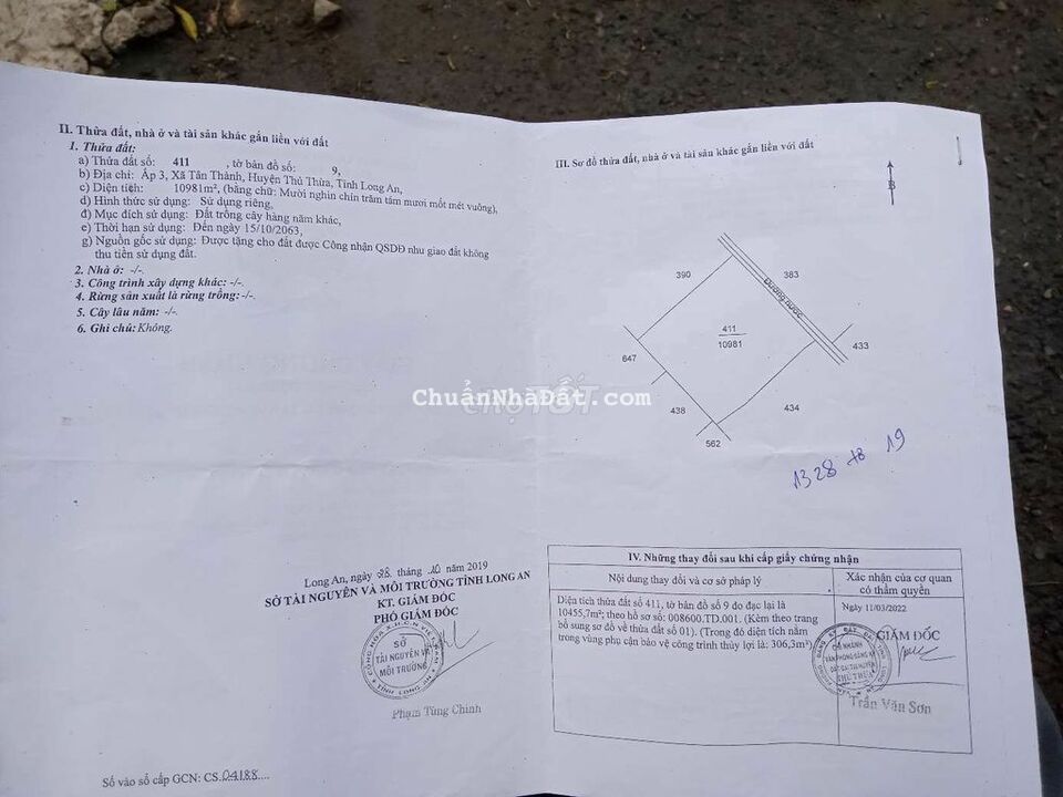 Đất vườn mặt tiền đường kênh.