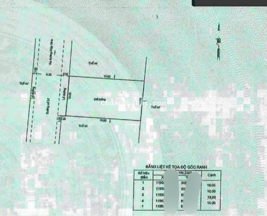 Đất MT đường số 37 - Hiệp Bình Chánh- TĐ. Đường 10m cực rộng 190m2 giá chỉ 12.8 tỷ ( 67tr/m2)