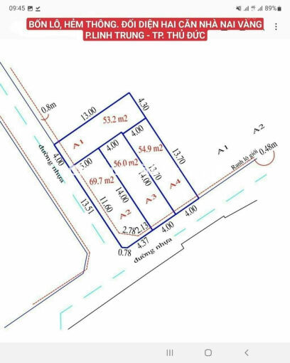 Bán 4 lô đường xe hơi đường số 8 Linh Trung