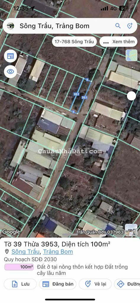 100m2 Thổ Cư góc 2 MT Sông Trầu - Trảng Bom 9xxtr Tl