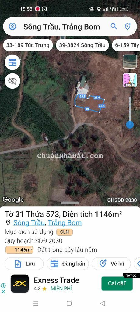 1146m2 SHR cay lâu năm ap1 sông trầu chỉ 890tr