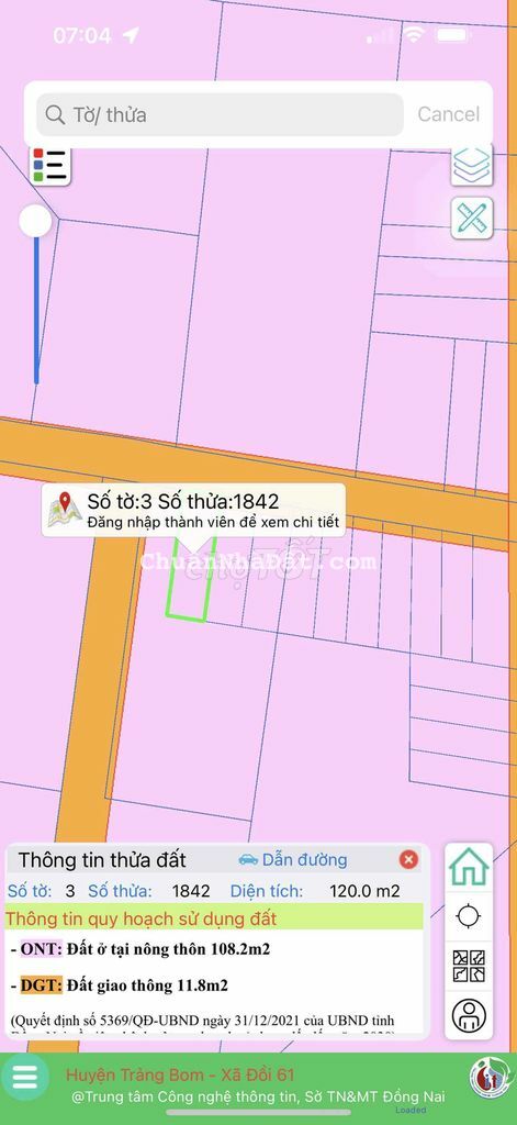 Đất sổ riêng thổ cư 120m2 xã đồi 61 trảng bom