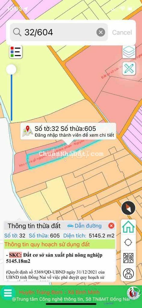 bán đất có QH SKC tại xã Bình Minh. trảng bom