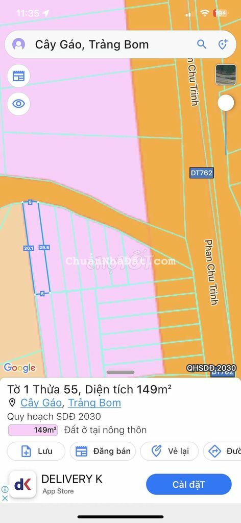 ĐẤT SỔ ĐỎ FULL THỔ CƯ 149M2 ĐƯỜNG BÊ TÔNG SÁT NGAY DT762 CÂY GÁO TBOM ĐẤT SỔ ĐỎ FULL THỔ CƯ 149M2 ĐƯỜNG BÊ TÔNG SÁT NGAY DT762 CÂY GÁO TBOM