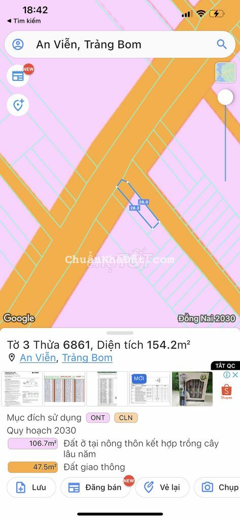 Bán đất góc 2 mặt tiền ấp 6 an viễn trảng bom Bán đất góc 2 mặt tiền ấp 6 an viễn trảng bom