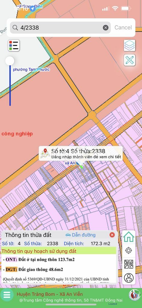 Bán đất mặt tiền ấp 5 an viễn trảng bom shr tc
