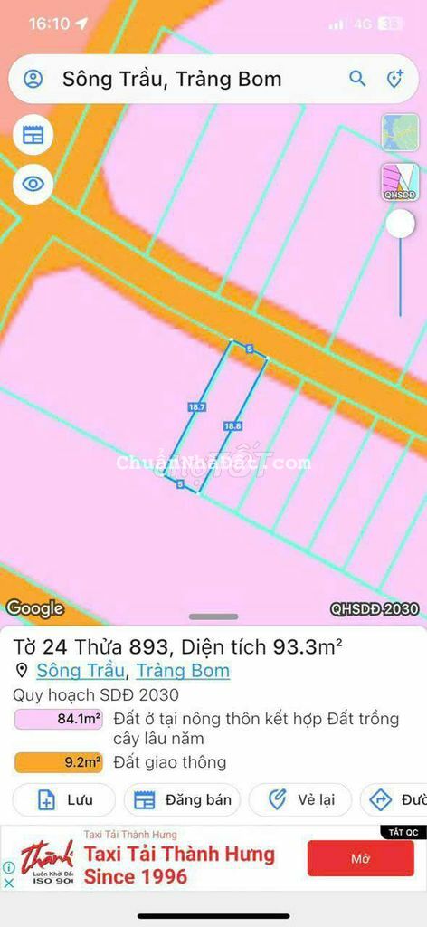 Đất sổ hồng riêng phun thổ cư giá 750 triệu