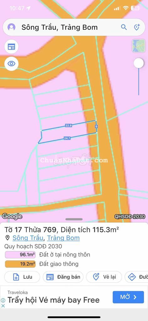 Đất sổ đỏ 90m2 thổ cư đường nhựa tại xã sông trầu trảng bom đồng nai