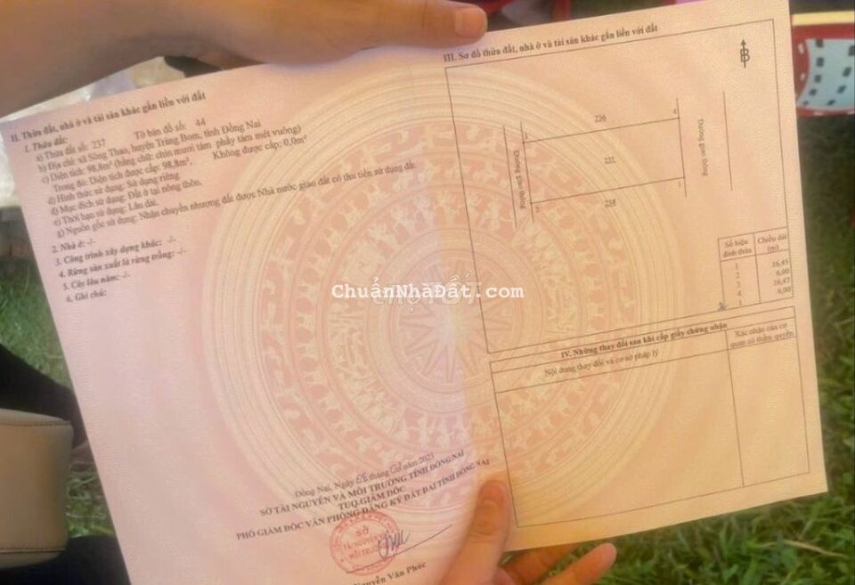 cần tiên nên bán gắp đất thổ cư trảng bom đông nai [ giá 320tr] shr