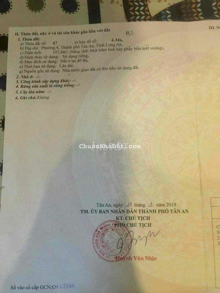 Bán Lô Góc 2 MT KDC Tỉnh Uỷ P4 Tp Tân An Giá Đtu