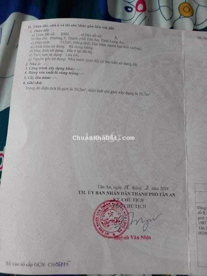 Bán Đất Mặt Tiền Nhựa Huỳnh Thị Đức P5 Tp Tân An Giá Đầu Tư