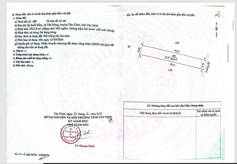 Chỉ cần 512tr đã được sở hữu mảnh đất vườn+nhà nhỏ,1043m2 tại Tân Đông-Tân Châu-Tây Ninh