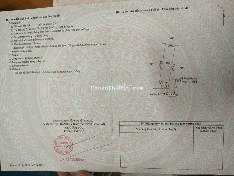 Đất thổ cư F0 5x23m giá 470tr ở Lạc Tấn - Tân Trụ