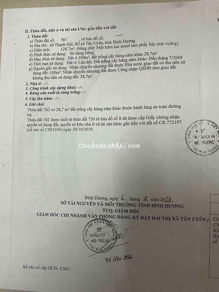 Cần Tiền Gấp Bán Lỗ Đất Thạnh Hội